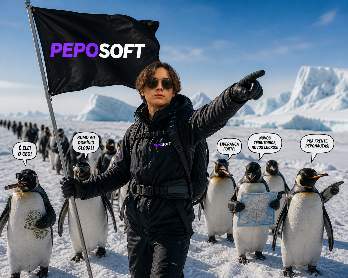 Pinguins grandes mestres de xadrez da Peposoft